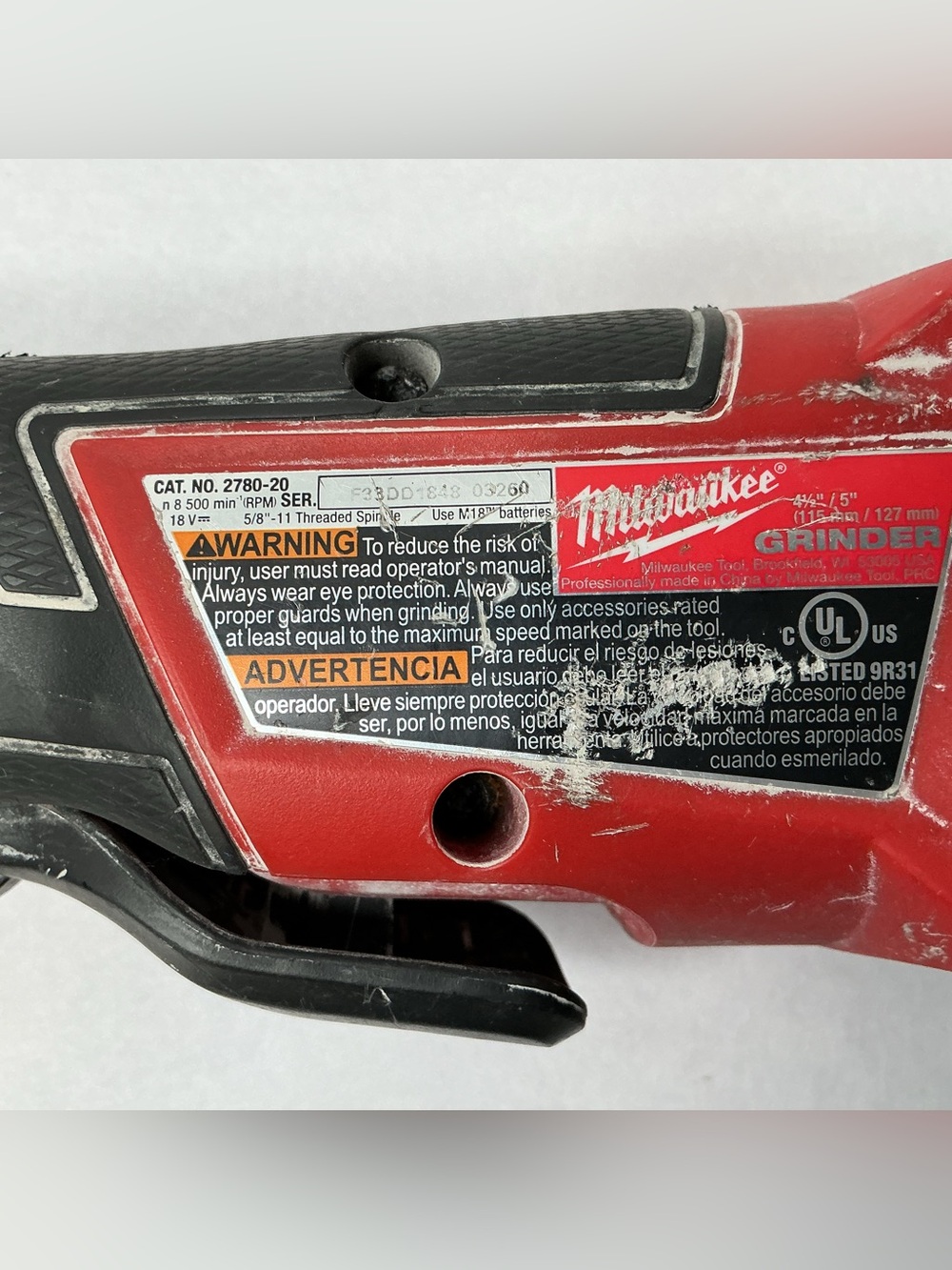 Milwaukee 2780-20 M18 Fuel 4-1/2"/5" Grinder For Parts Or Repair (Not Working) - Picture 4 of 10
